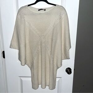 *Christan poncho knit sweater. Cream color women’s size Large